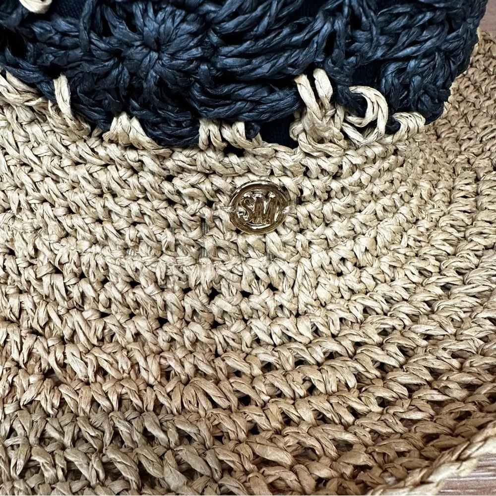 Steve Madden Boho 100% Paper Yarn Straw Crochet Summer Hat, OS